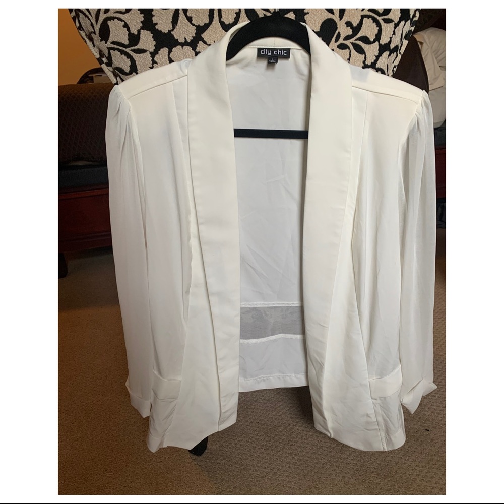 City Chic White Drapey Blazer Jacket